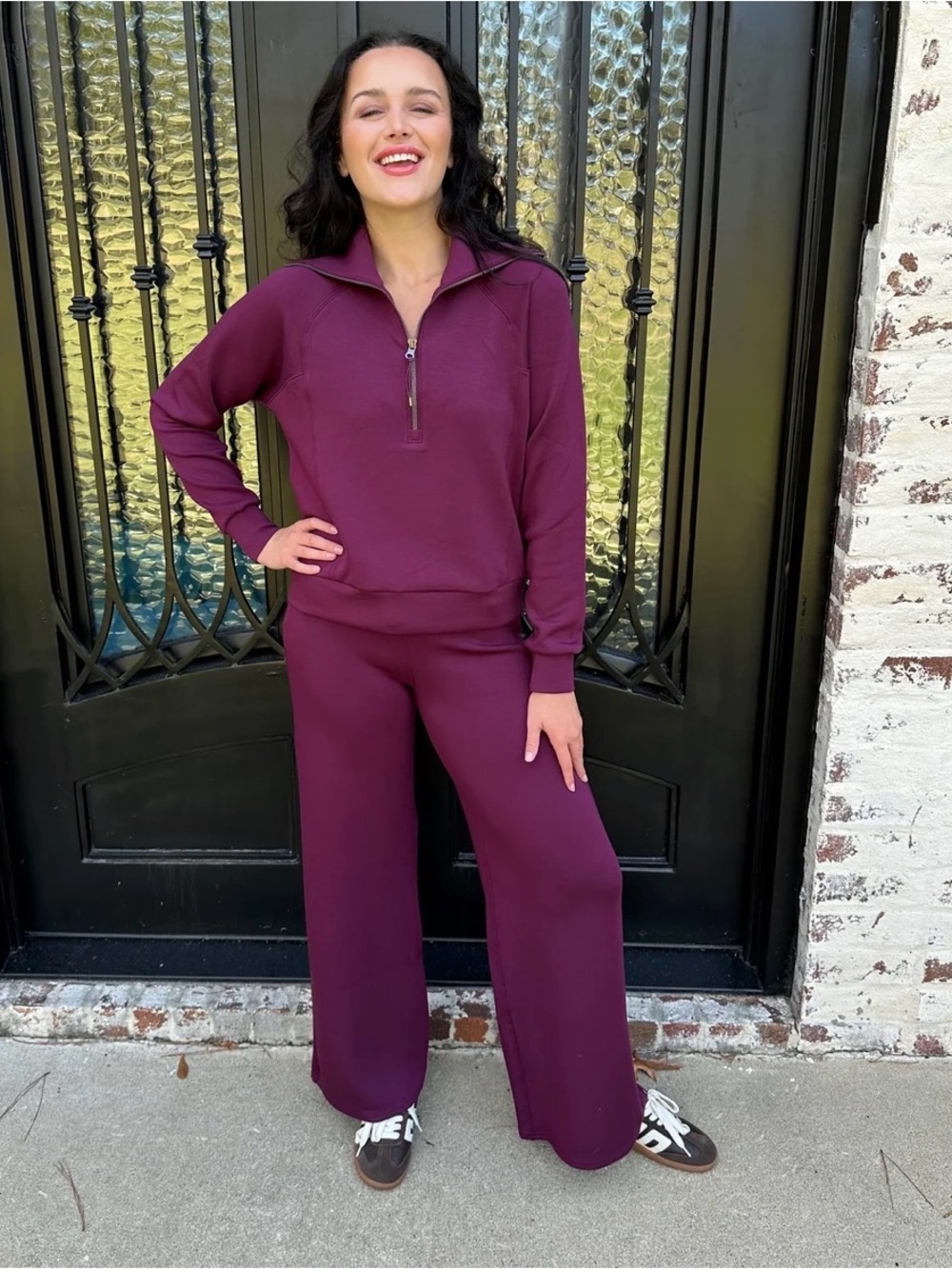 Spanx AirEssentials Wide Leg Pant in Plum Berry size Small